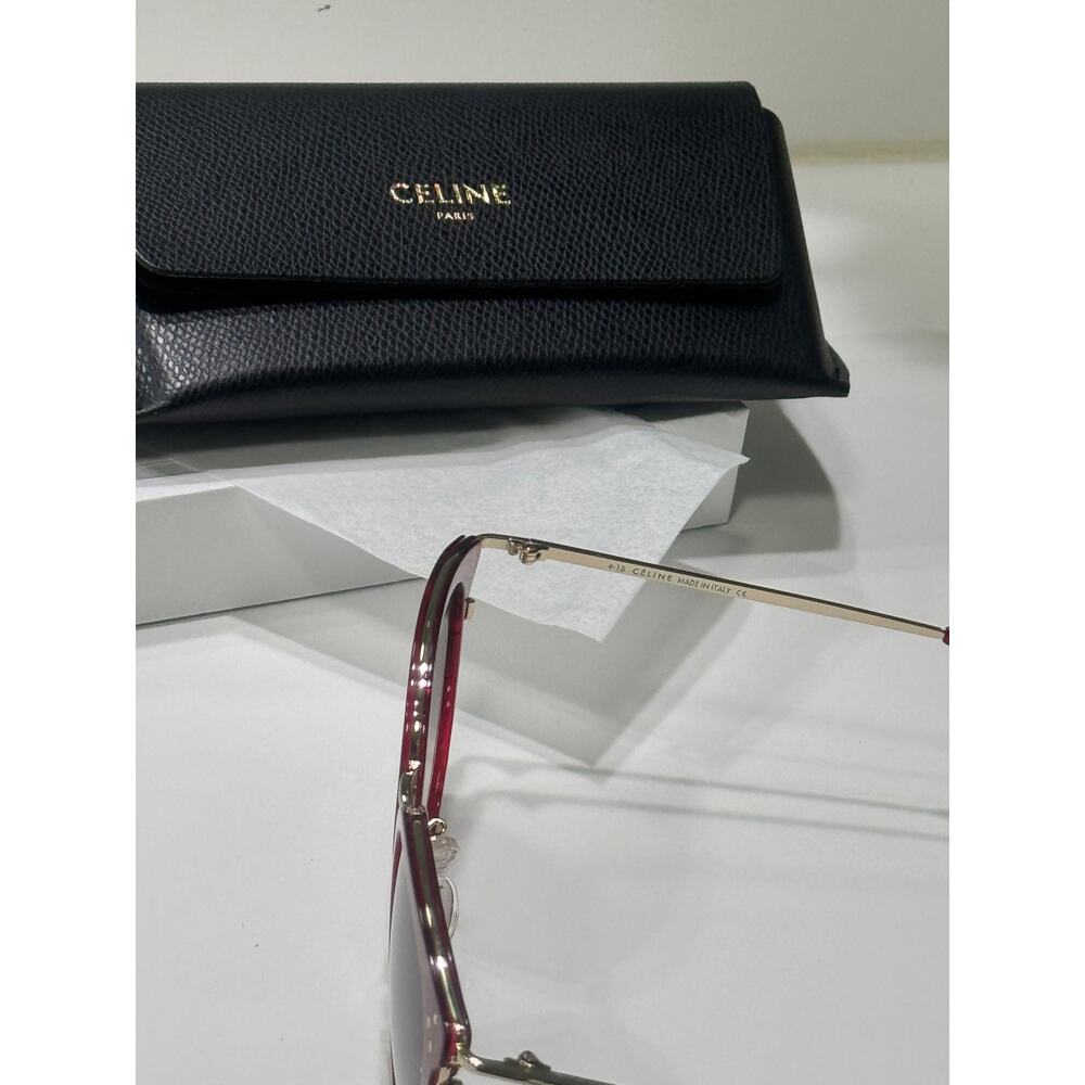 CELINE 56mm Round Sunglasses Red Shiny Red - Picture 6 of 12